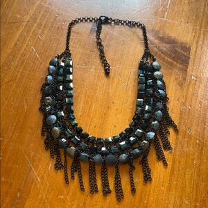 Elegant Black and Silver Statement Necklace